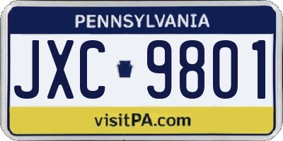 PA license plate JXC9801