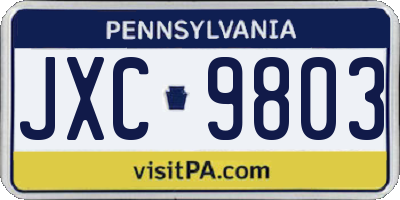 PA license plate JXC9803