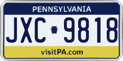 PA license plate JXC9818