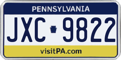 PA license plate JXC9822