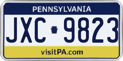 PA license plate JXC9823