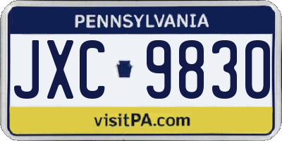 PA license plate JXC9830