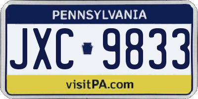 PA license plate JXC9833