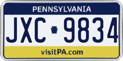 PA license plate JXC9834