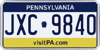 PA license plate JXC9840