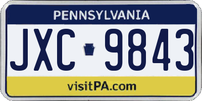 PA license plate JXC9843