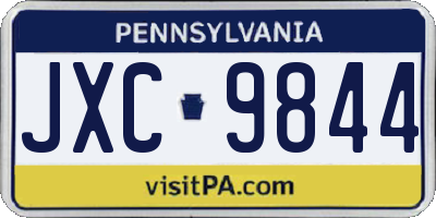 PA license plate JXC9844