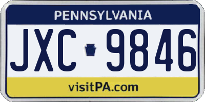 PA license plate JXC9846