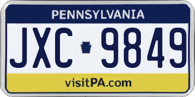 PA license plate JXC9849
