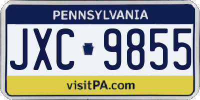 PA license plate JXC9855