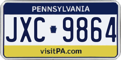 PA license plate JXC9864