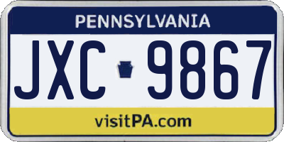 PA license plate JXC9867