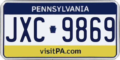 PA license plate JXC9869