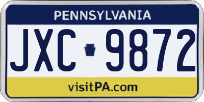 PA license plate JXC9872