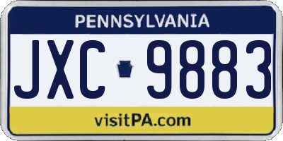 PA license plate JXC9883