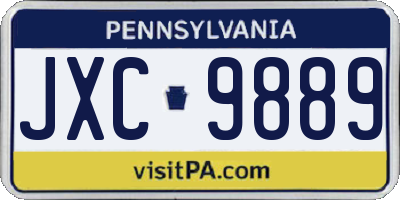 PA license plate JXC9889