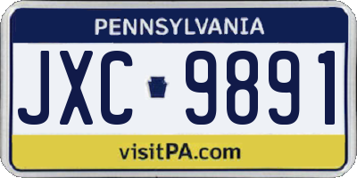 PA license plate JXC9891