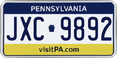 PA license plate JXC9892