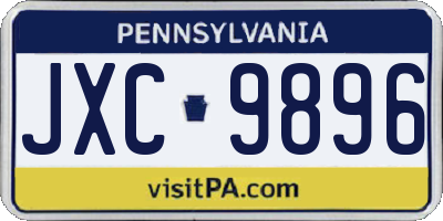 PA license plate JXC9896
