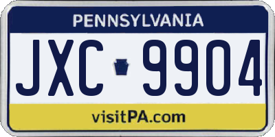 PA license plate JXC9904