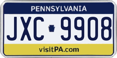 PA license plate JXC9908