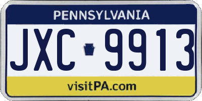 PA license plate JXC9913