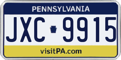 PA license plate JXC9915