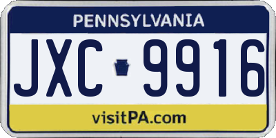 PA license plate JXC9916