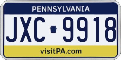 PA license plate JXC9918