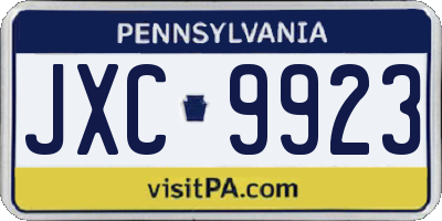 PA license plate JXC9923