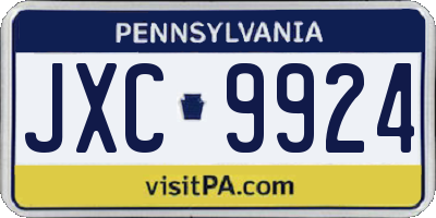 PA license plate JXC9924