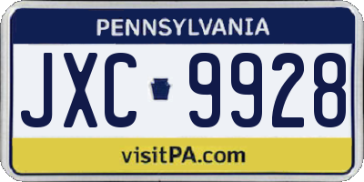 PA license plate JXC9928