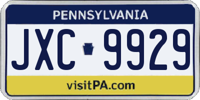 PA license plate JXC9929