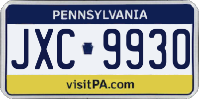 PA license plate JXC9930