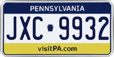 PA license plate JXC9932