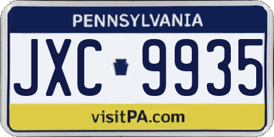 PA license plate JXC9935