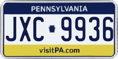 PA license plate JXC9936