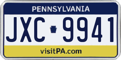 PA license plate JXC9941