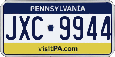 PA license plate JXC9944