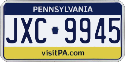 PA license plate JXC9945