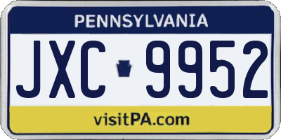 PA license plate JXC9952