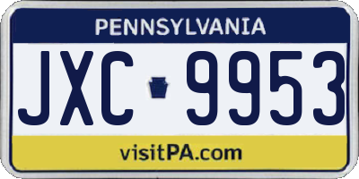 PA license plate JXC9953