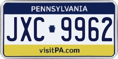 PA license plate JXC9962