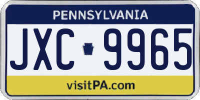 PA license plate JXC9965