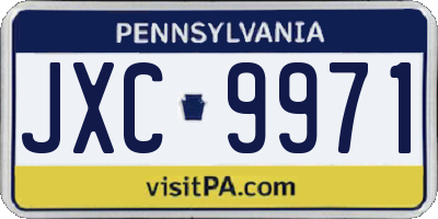 PA license plate JXC9971