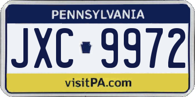 PA license plate JXC9972