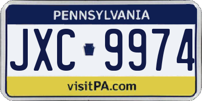 PA license plate JXC9974