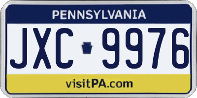 PA license plate JXC9976
