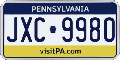 PA license plate JXC9980