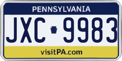PA license plate JXC9983